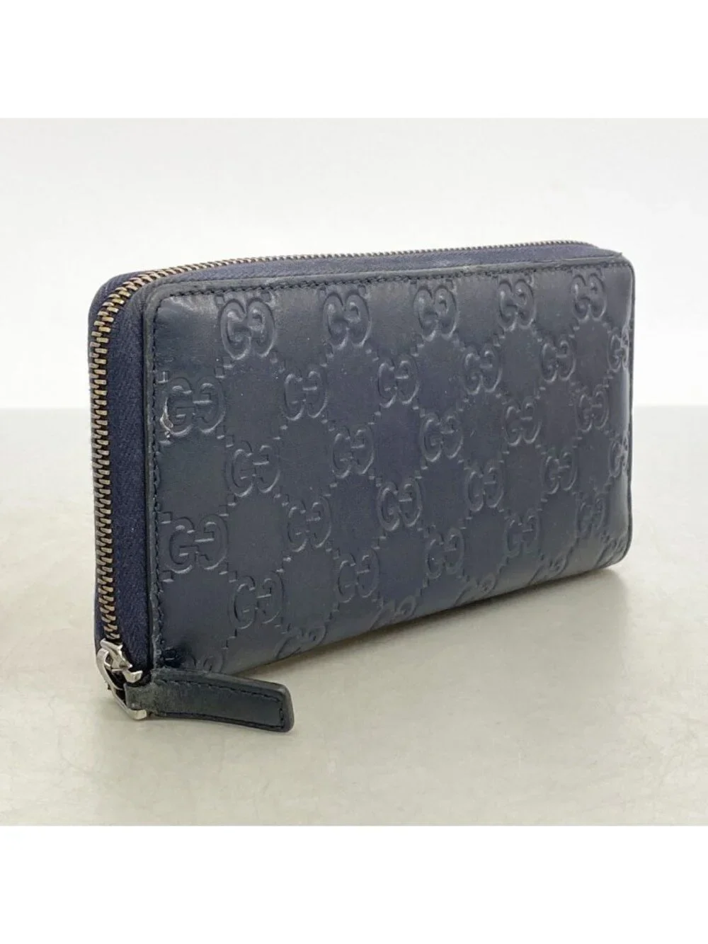 ★SOLD★ Gucci Wallet Guccissima Leather Navy Silver - Picture 2 of 8
